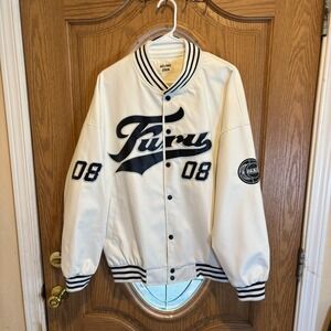 Aelfric Eden Fury Varsity‎ Jacket Men's White Black Graphic 08 Bomber